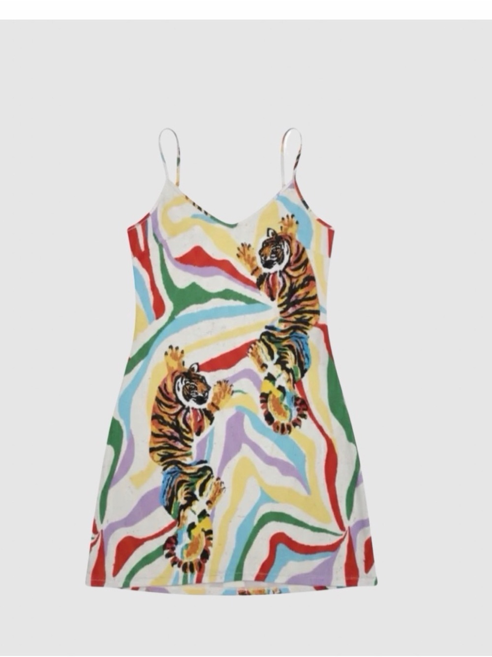 QUEEN OF SPARKLES Multicolor Tiger Print Mini Slip Dress